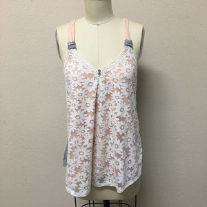 Rewind Woman's Floral Lace Tank Top